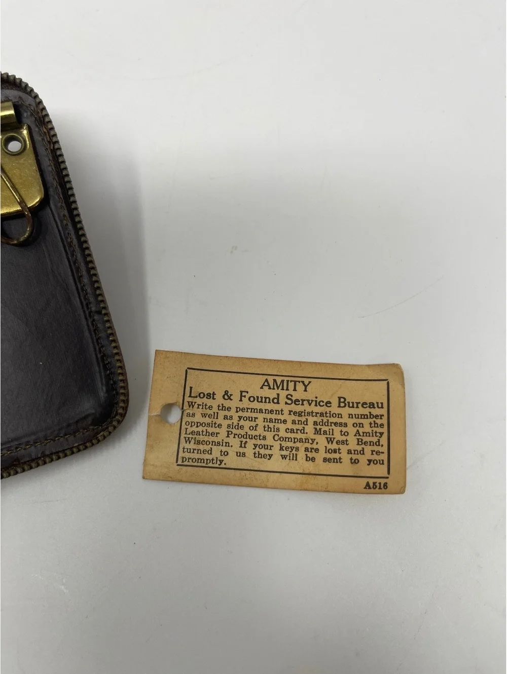 Vintage Pilgrim Amity Brown Leather Zip Wallet & Key Case Set Diamond Quilted